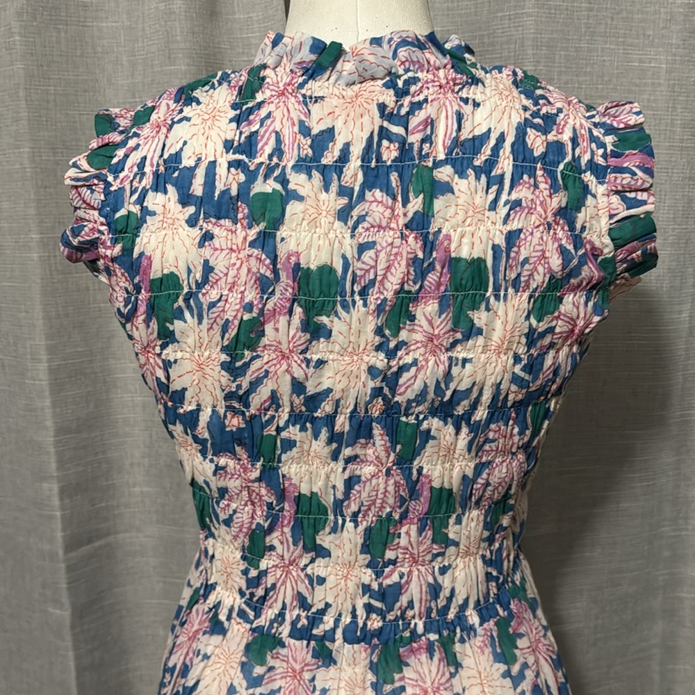 Oliphant brand Dress-XS-Floral-Sleeveless-Cotton-Maxi-Lined-Blue/Pink/Green-EUC - Picture 8 of 16
